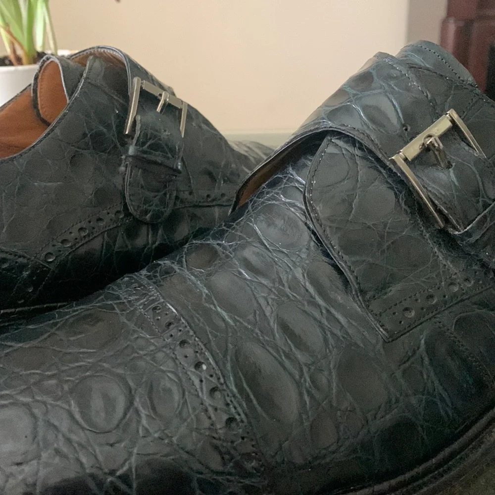 Genuine Crocodile Monk Strap Leather Loafers | PAOLO DE MARCO